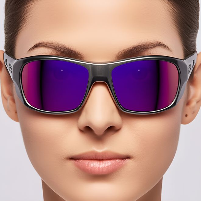 Lunettes de soleil polarisées rectangulaires violettes TR90 #BS0205-0066