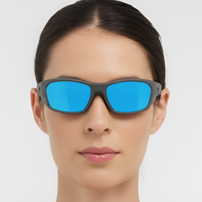 Rechteckige blaue polarisierte TR90-Sonnenbrille #BS0205-0068