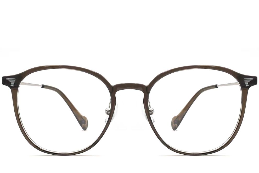 Oval Brown Metal Glasses #BS0406-0003