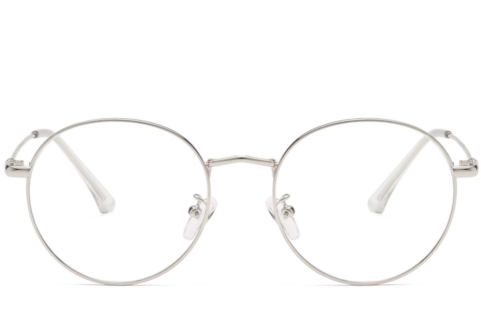 Gafas ovaladas de metal plateado #BS0406-0009