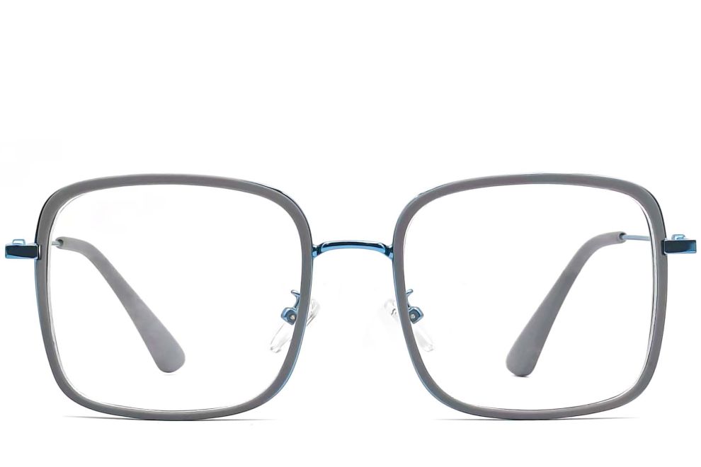 Rectangular Blue Metal Glasses #BS0406-0010