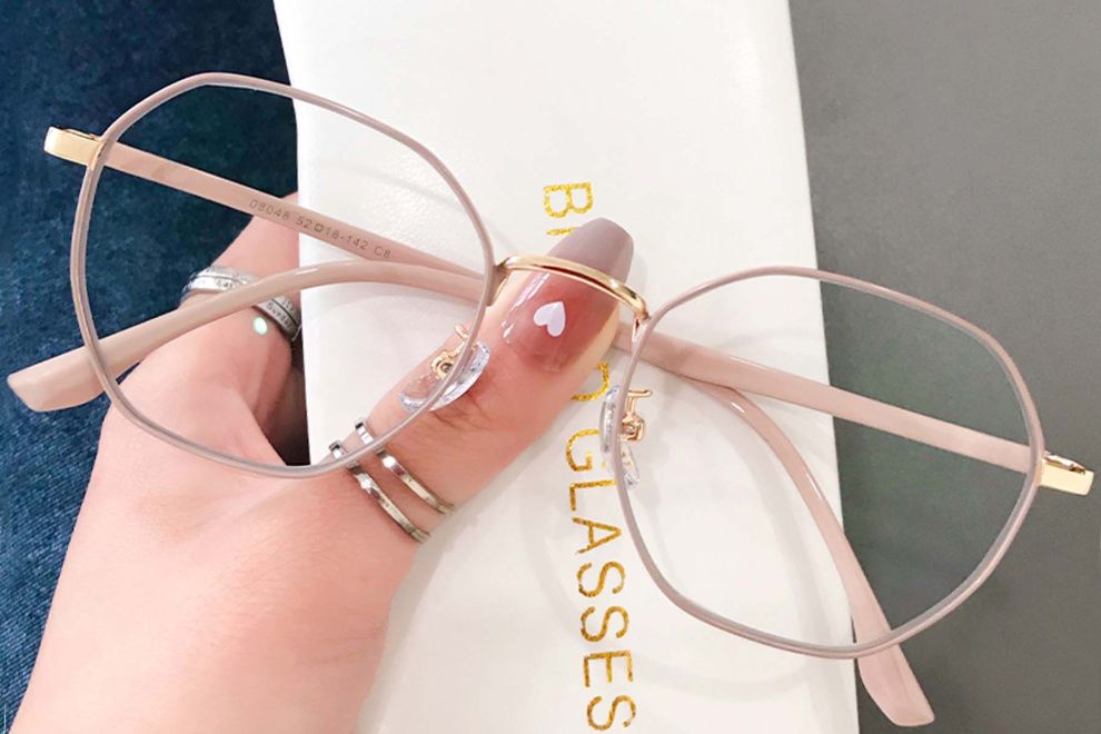Geometric Pink Metal Glasses #BS0406-0020