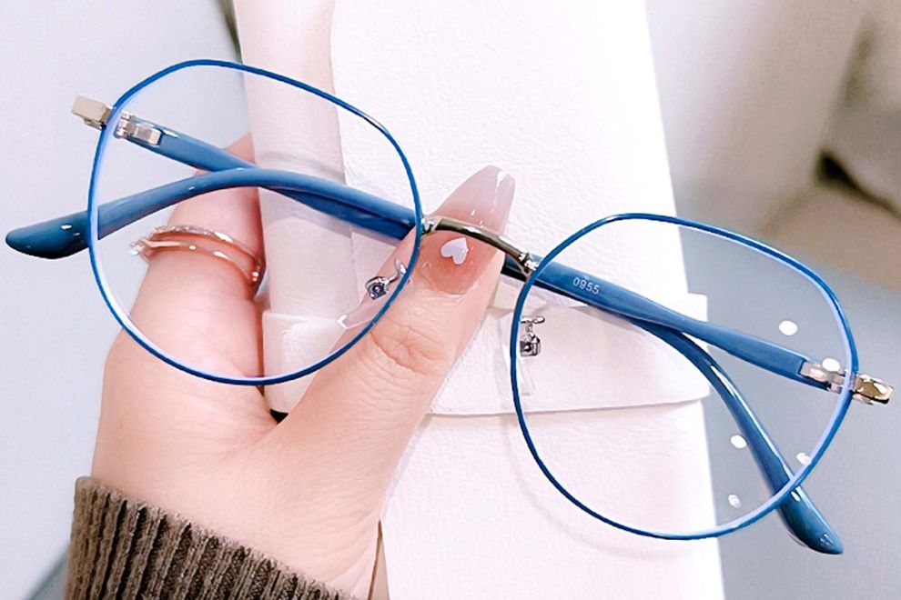 Geometric Blue Metal Glasses #BS0406-0029