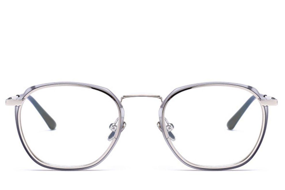 Rectangular Grey Metal Glasses #BS0406-0049