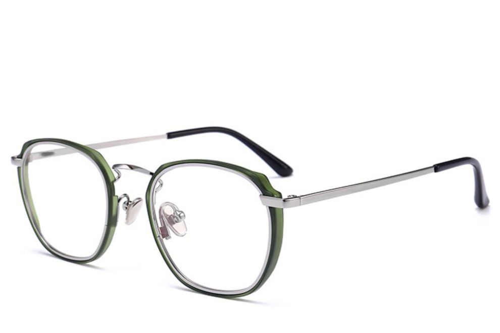 Verres rectangulaires en métal vert #BS0406-0051
