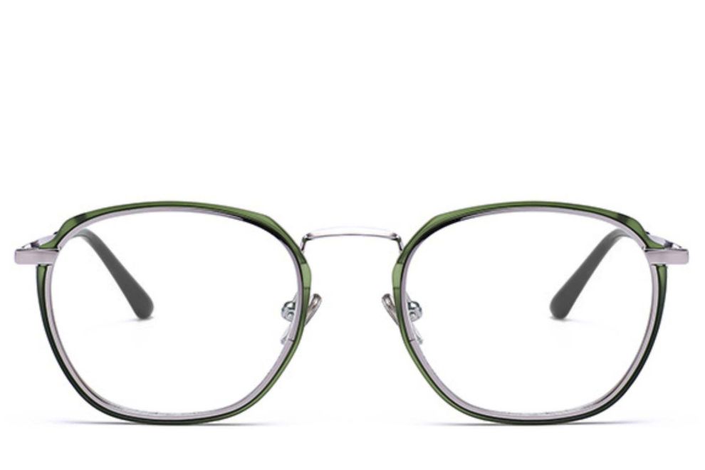 Rectangular Green Metal Glasses #BS0406-0051