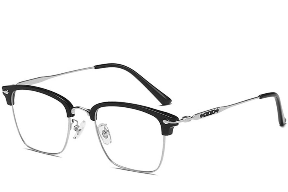 Lunettes semi-cerclées en titane argenté #BS0406-0070