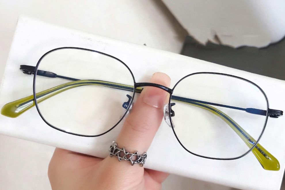 Lunettes ovales en métal noir #BS0406-0074