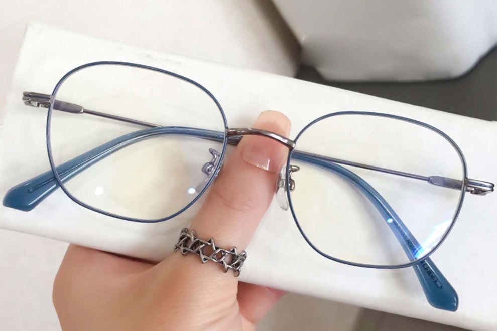 Oval Blue Metal Glasses #BS0406-0078
