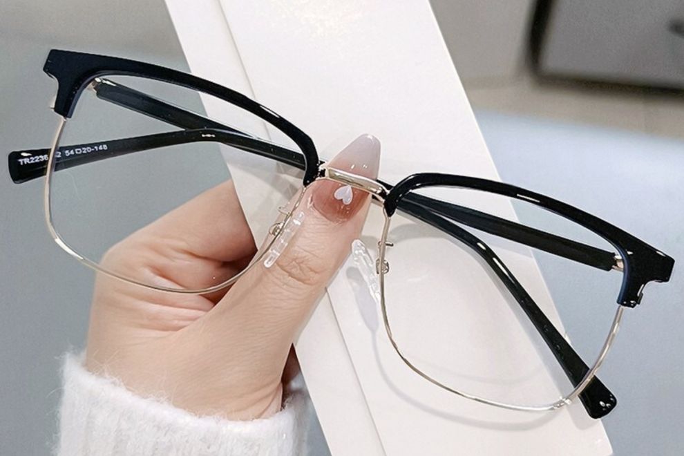 Lunettes TR90 dorées semi-cerclées #BS0406-0080