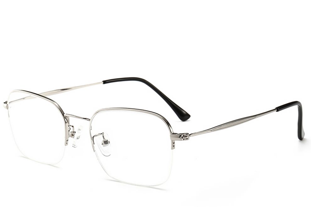 Semi-rimless Silver Metal Glasses #BS0406-0131