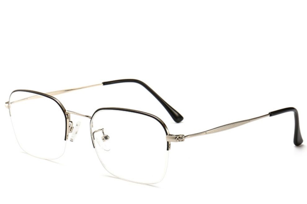 Semi-rimless Black Metal Glasses #BS0406-0132