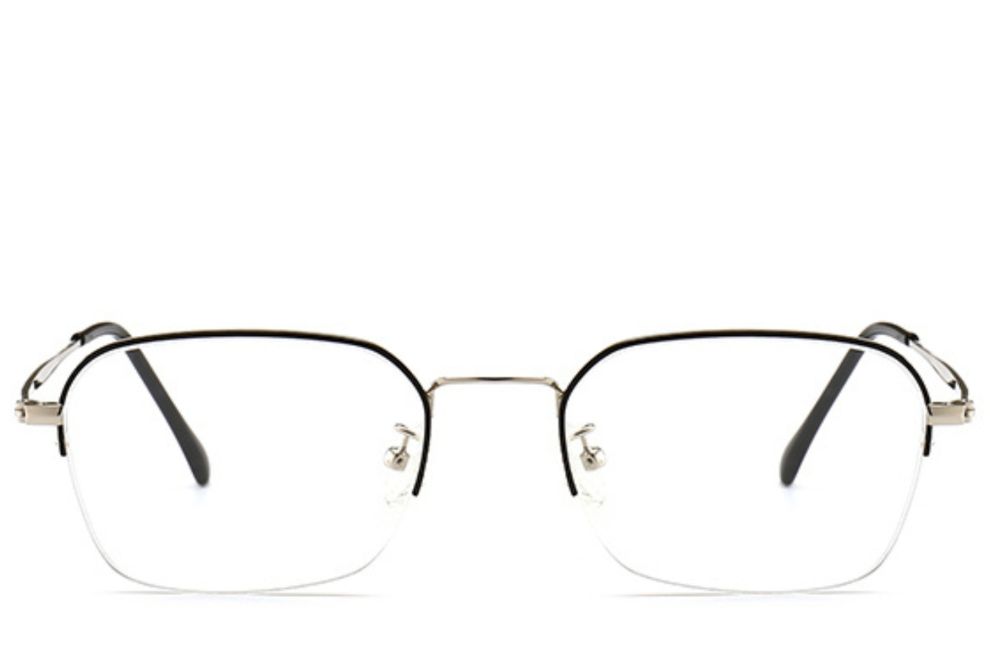 Semi-rimless Black Metal Glasses #BS0406-0132