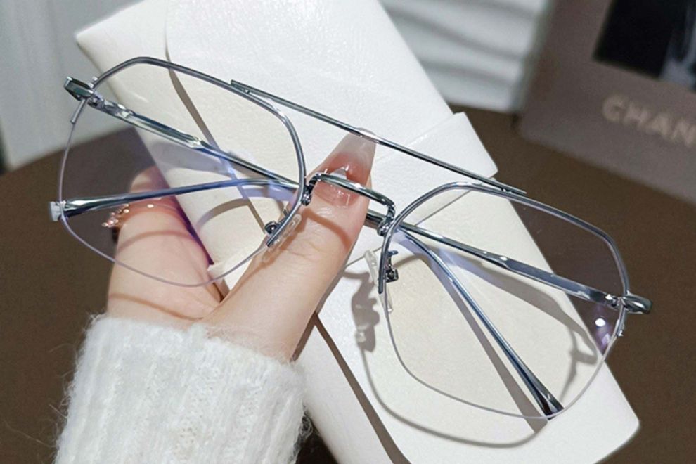 Lunettes aviateur en métal argenté #BS0406-0150