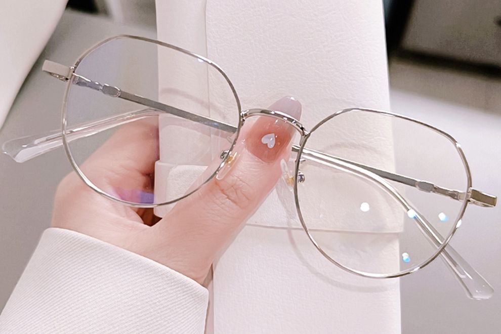 Gafas geométricas de metal plateado #BS0406-0200