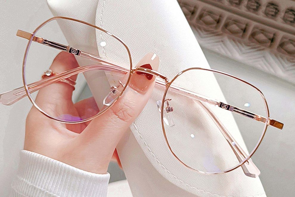 Gafas ovaladas de metal rosa #BS0406-0214