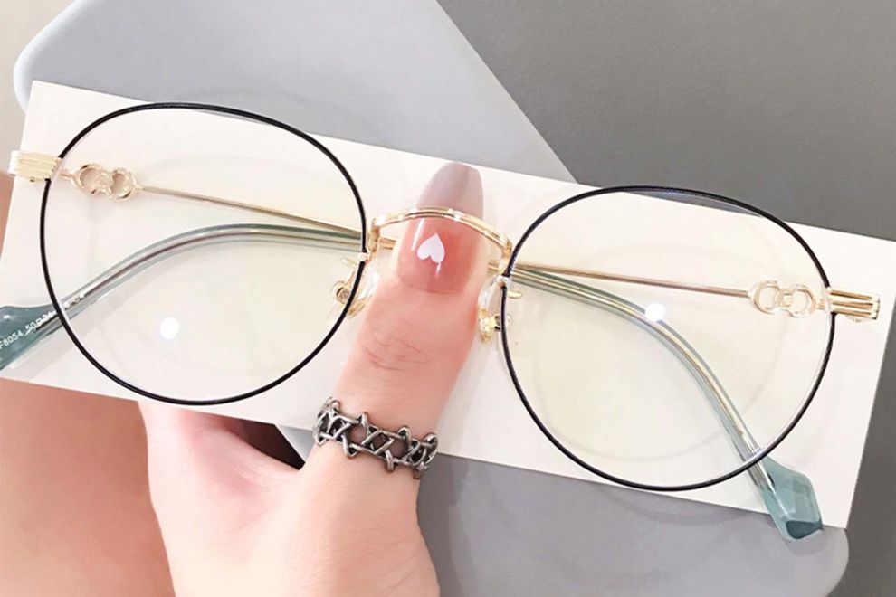 Oval Golden Metal Glasses #BS0406-0263