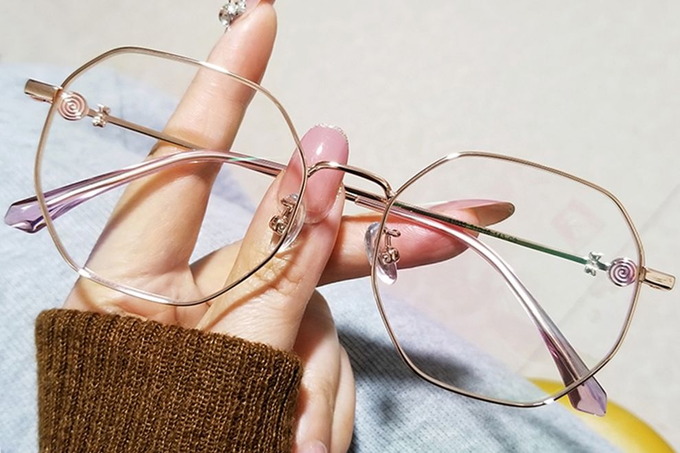 Geometric Pink Metal Glasses #BS0406-0282
