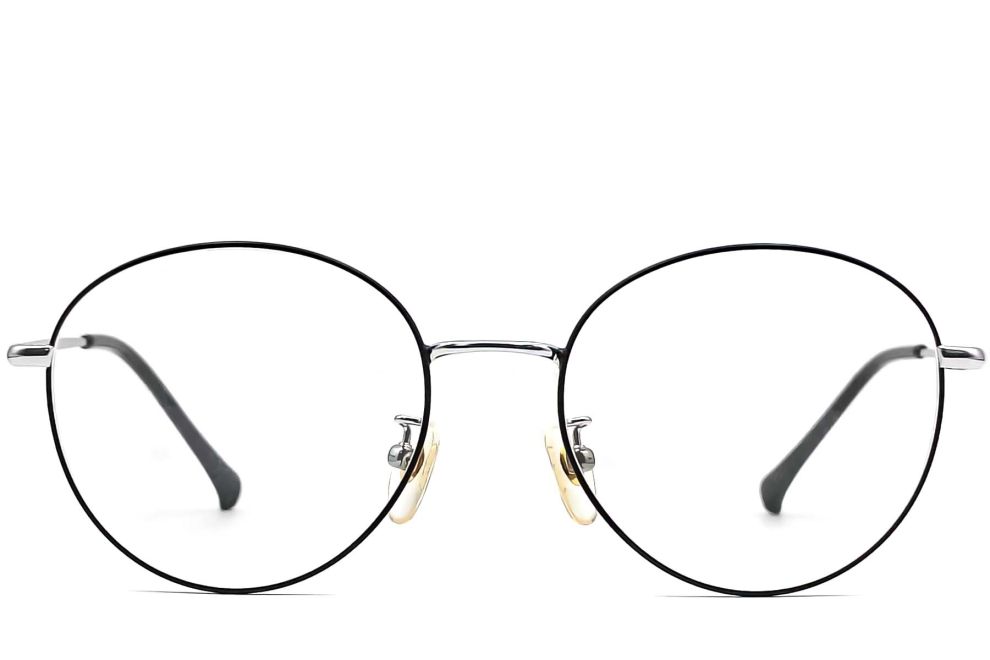 Lunettes ovales en titane noir #BS0406-0327