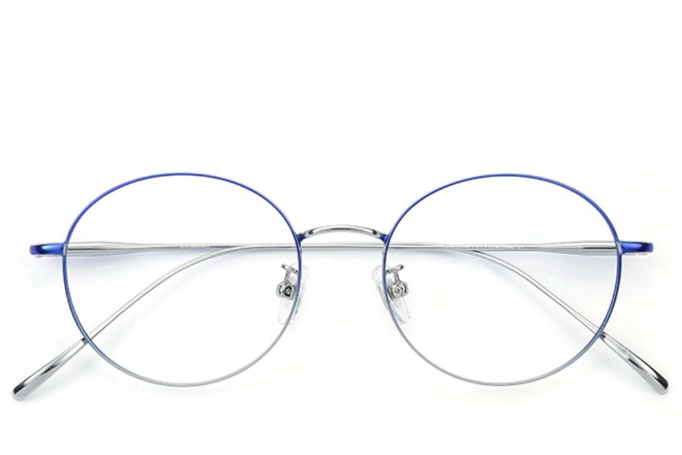 Lunettes ovales en titane bleu #BS0406-0360