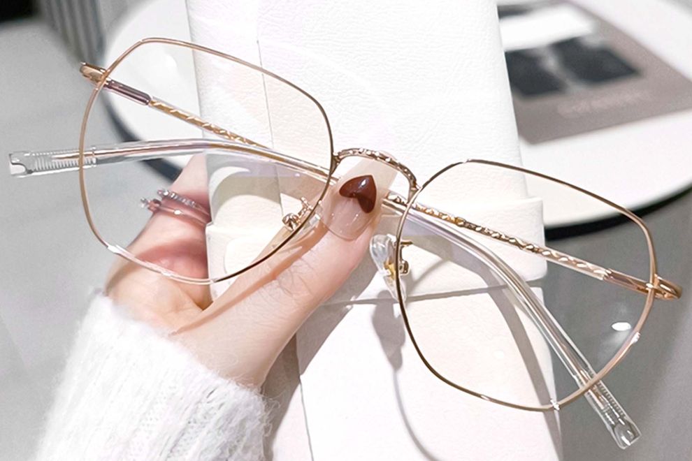 Rectangular Golden Metal Glasses #BS0406-0381