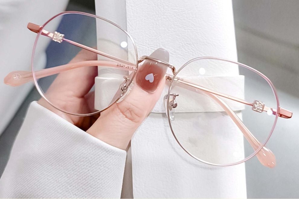 Oval Pink Titanium Glasses #BS0406-0394