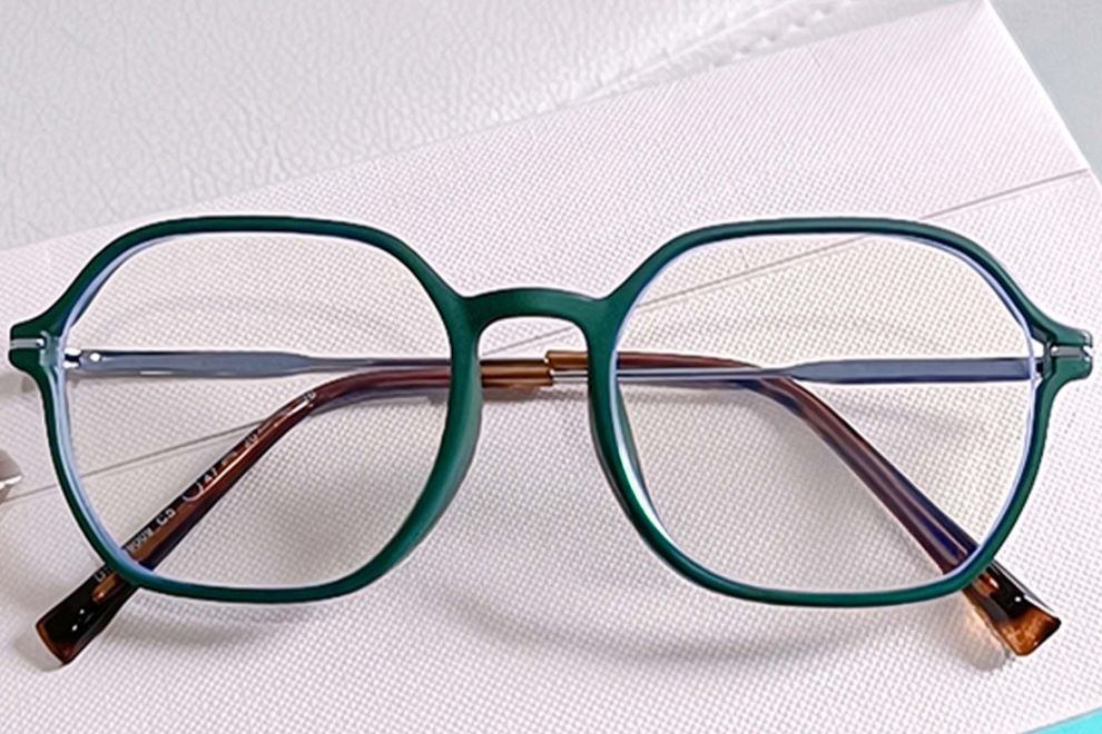 Gafas geométricas de metal verde #BS0406-0415
