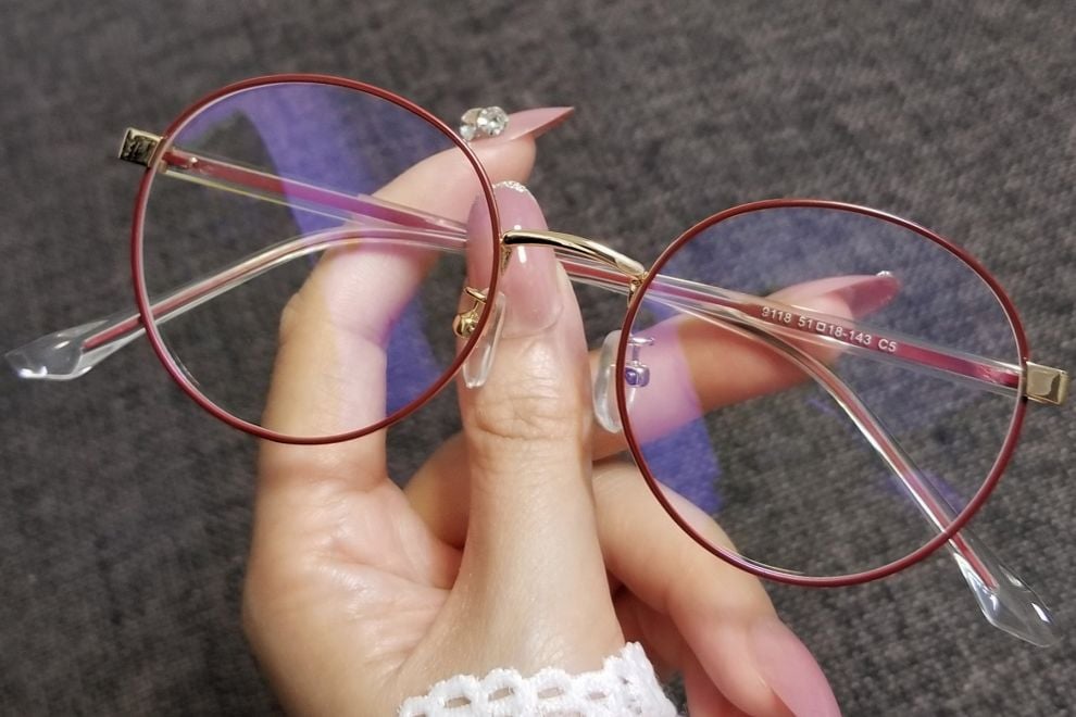 Oval Red Metal Glasses #BS0406-0419