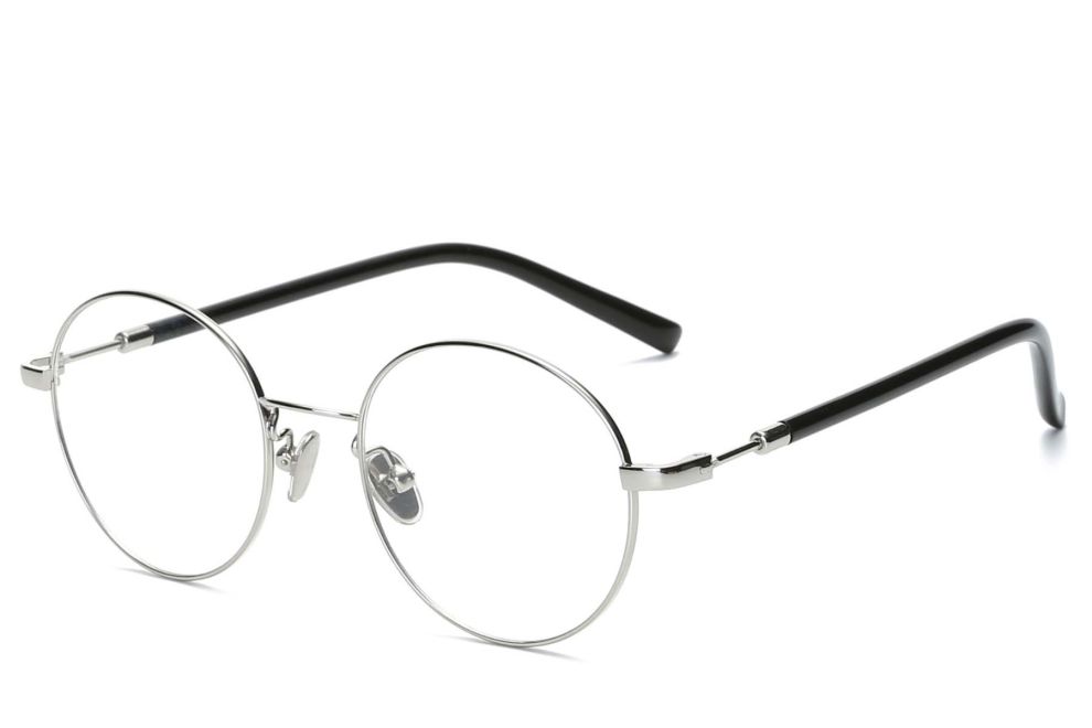 Gafas ovaladas de metal plateado #BS0406-0469