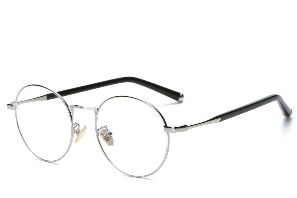 Gafas ovaladas de metal plateado #BS0406-0473