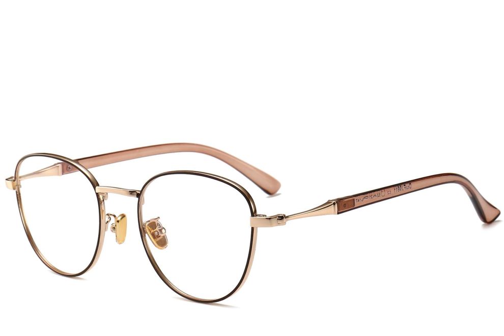Oval Brown Metal Glasses #BS0406-0500