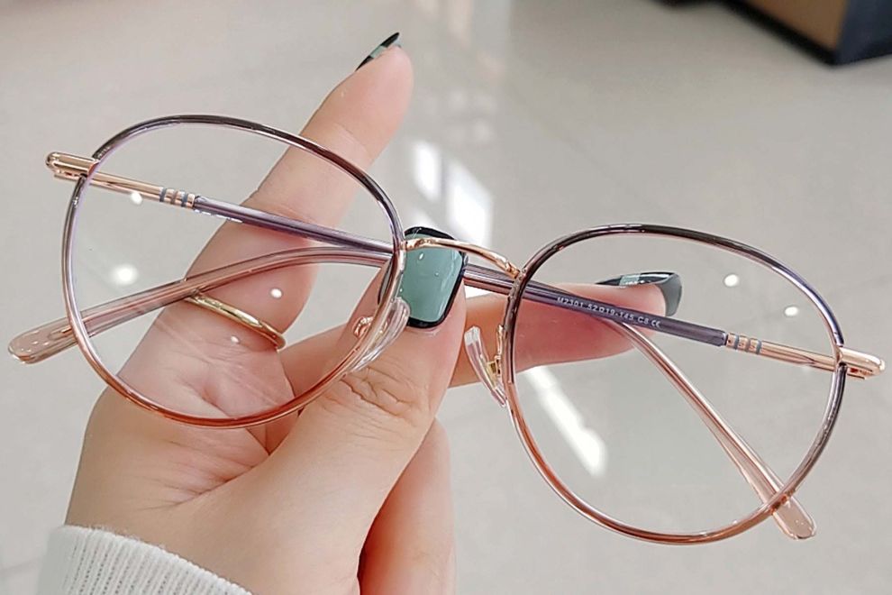 Oval Pink Metal Glasses #BS0406-0515