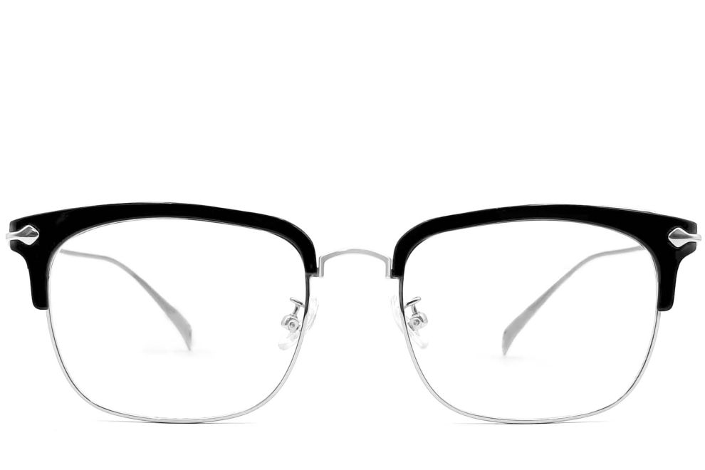 Semi-rimless Silver Titanium Glasses #BS0406-0529