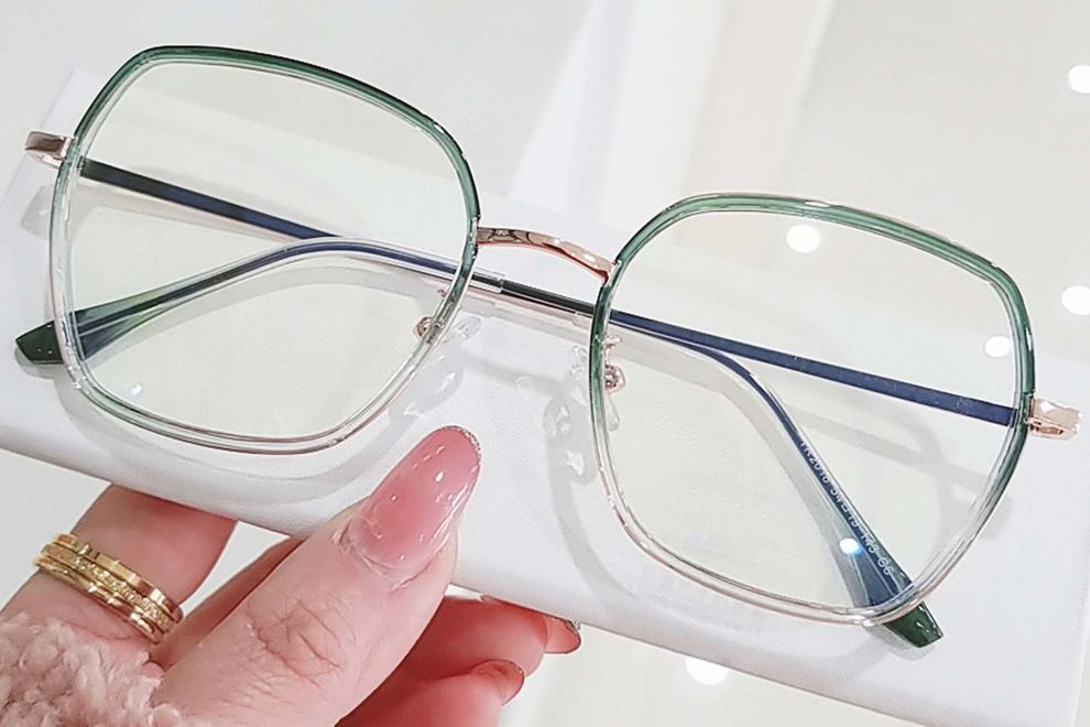 Lunettes géométriques en métal vert #BS0406-0563