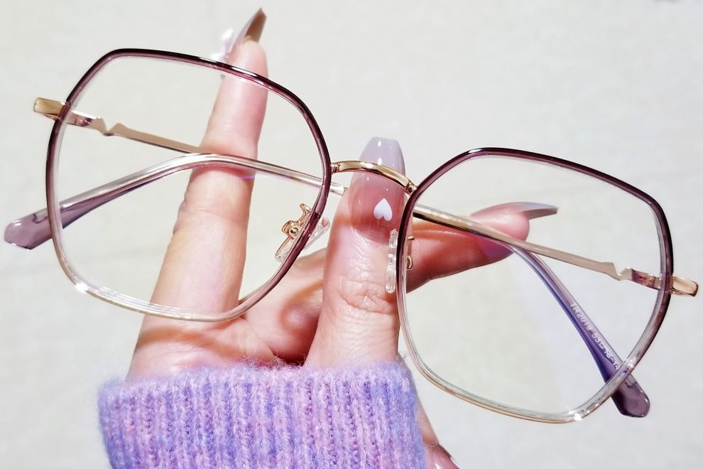 Lunettes géométriques en métal violet #BS0406-0568