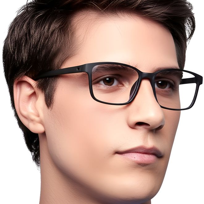 Rechteckige schwarze TR90-Brille #BS0420-0001