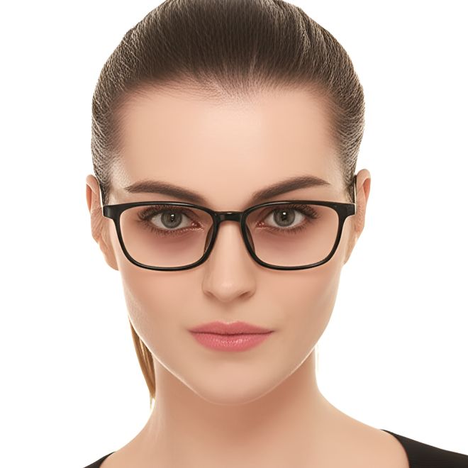 Rechteckige schwarze TR90-Brille #BS0420-0018