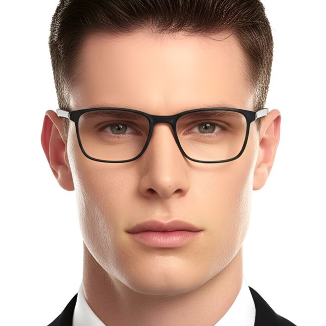 Rechteckige schwarze TR90-Brille #BS0420-0029