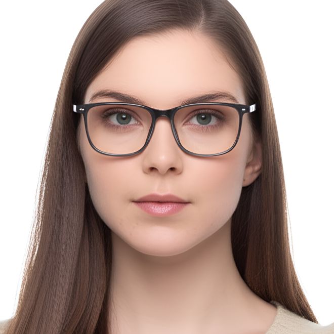 Rechteckige schwarze TR90-Brille #BS0420-0046