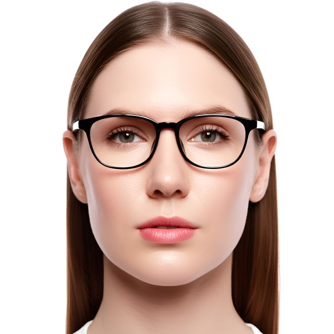 Rechteckige schwarze TR90-Brille #BS0420-0052