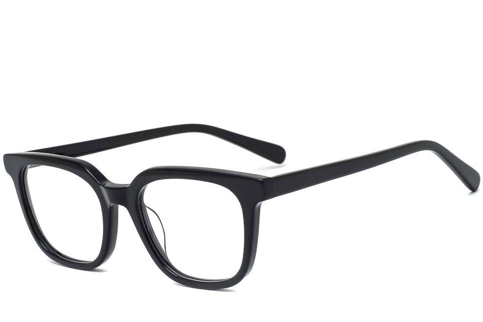 Rechteckige schwarze Acetatbrille #BS0420-0072
