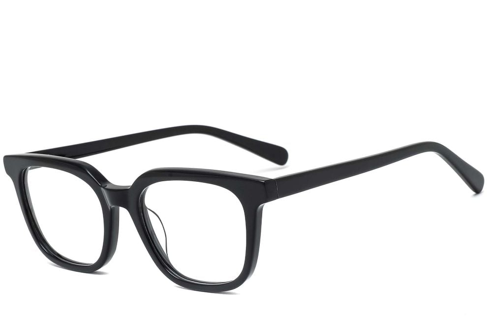 Rechteckige schwarze Acetatbrille #BS0420-0072