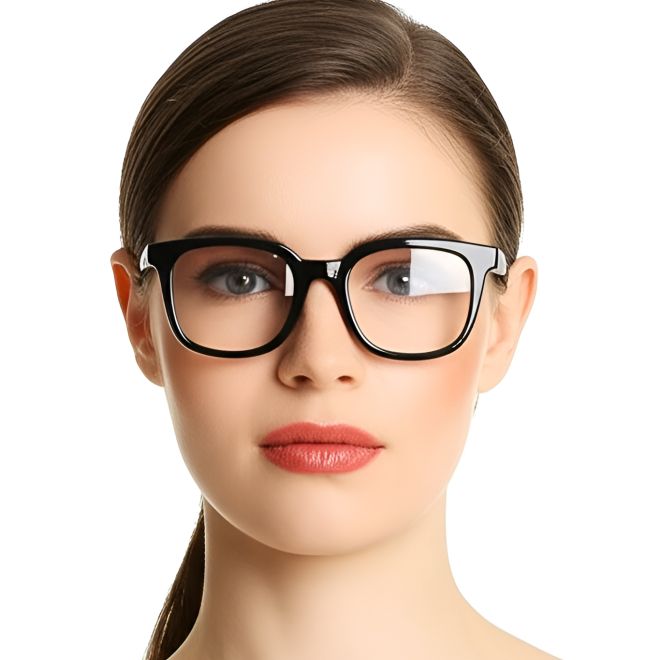 Rechteckige schwarze Acetatbrille #BS0420-0072