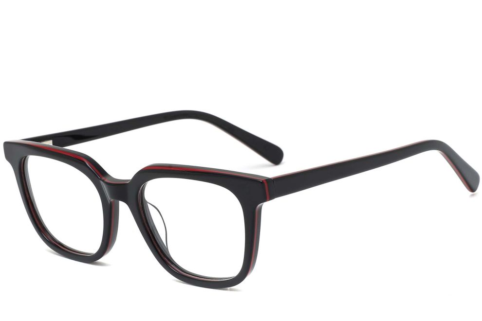 Rechteckige rote Acetatbrille #BS0420-0074