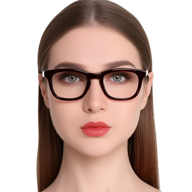 Gafas rectangulares de acetato rojo #BS0420-0075