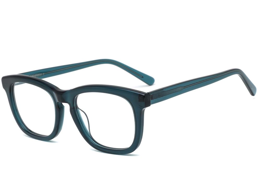Rechteckige grüne Acetatbrille #BS0420-0077