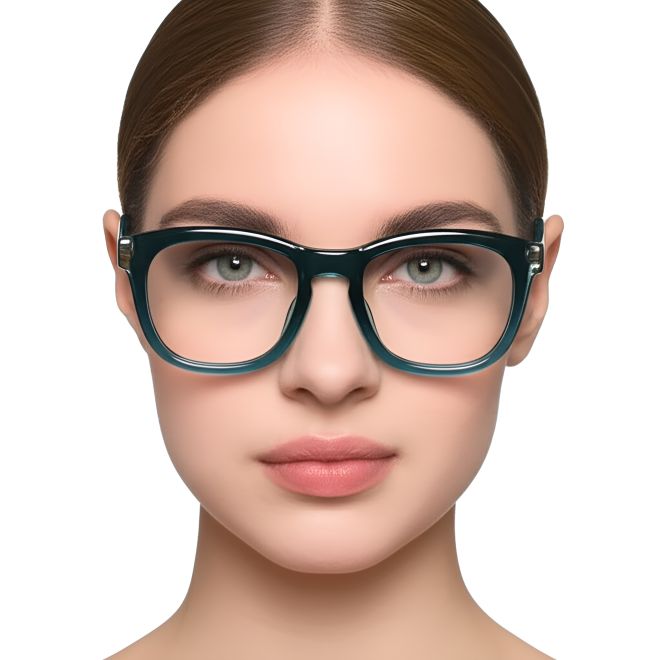 Rechteckige grüne Acetatbrille #BS0420-0077