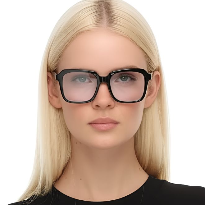 Rectangular Black Acetate Glasses #BS0420-0078