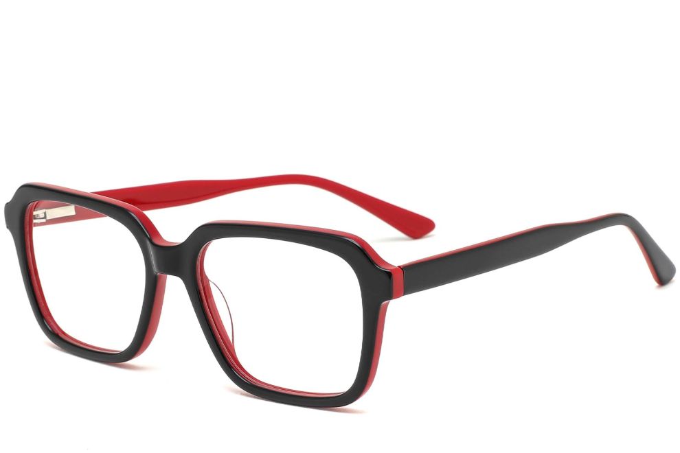 Rechteckige rote Acetatbrille #BS0420-0080
