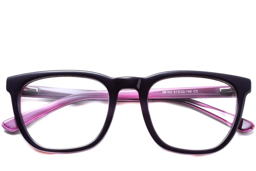 Rectangular Purple Acetate Glasses #BS0420-0082